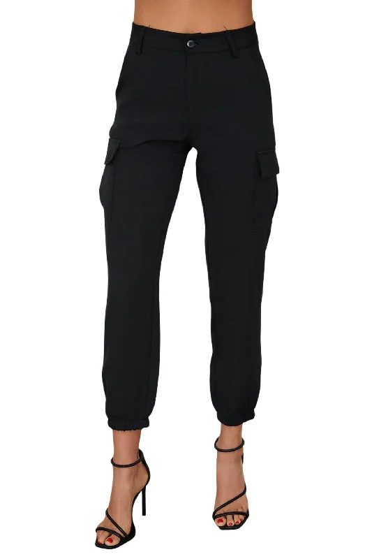 women's drawstring pantsTrouser Cargo Pant In Black