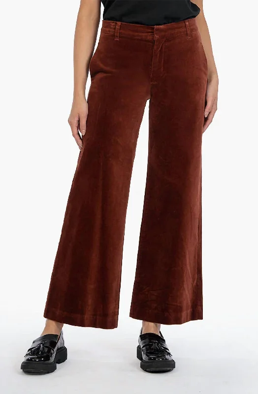 women's leather pantsMeg Wide Leg Pant In Brick