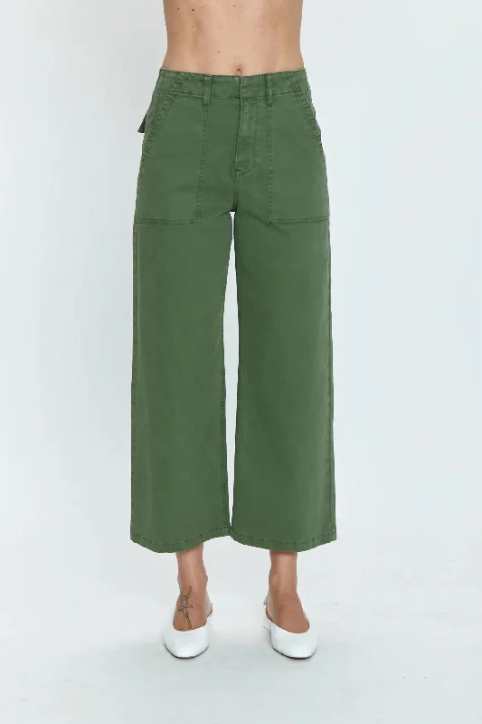 women's leggingsSophia Wide Leg Utility Ankle Pants In Basil