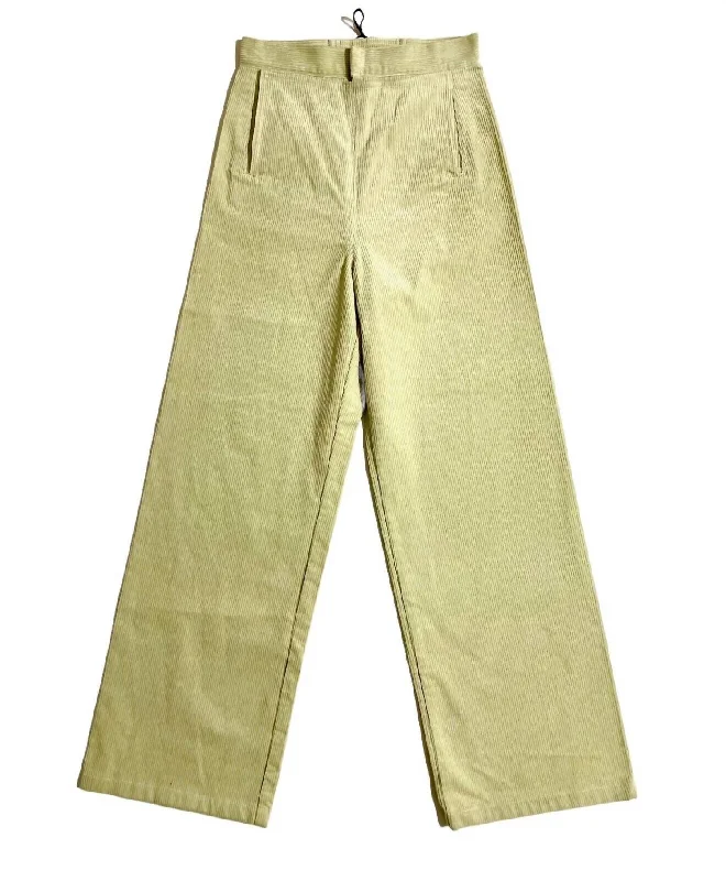 women's bell-bottom pantsWomen's Wide Leg Corduroy Sailor Pants In Light Green