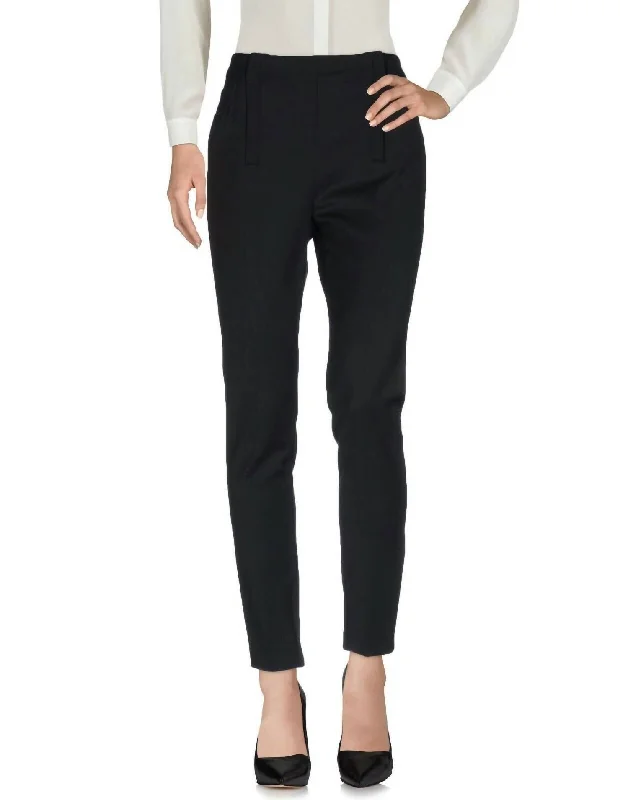 women's button-fly pantsWomen's Wool Blend Front & Ankle Zip Slim Pants In Black