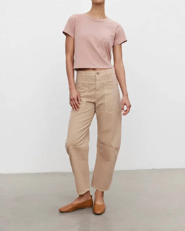 women's cropped pantsBrylie Sanded Twill Utility Pant In Putty