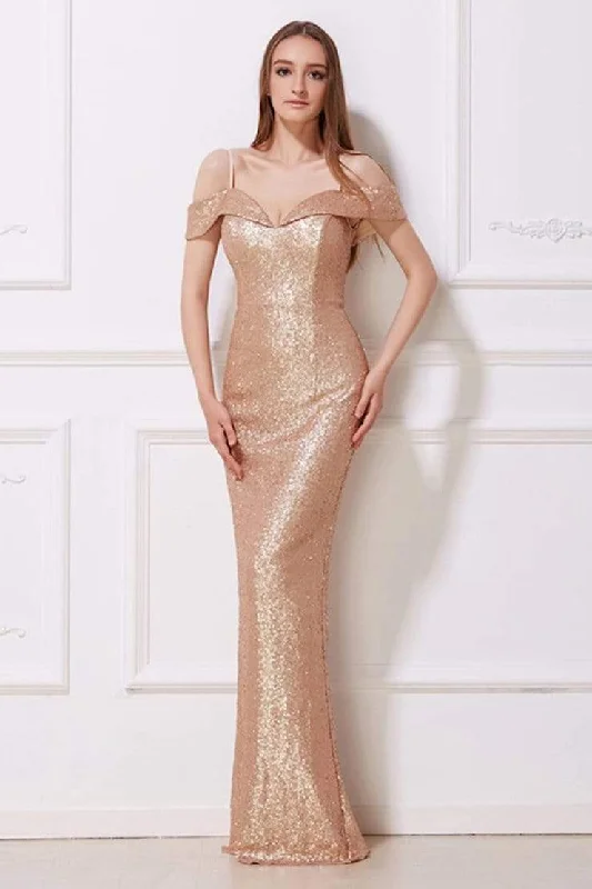 Formal Dress for Charity AwardsJ'Adore Dresses - J12039 Cold Shoulder Sequin Formal Gown