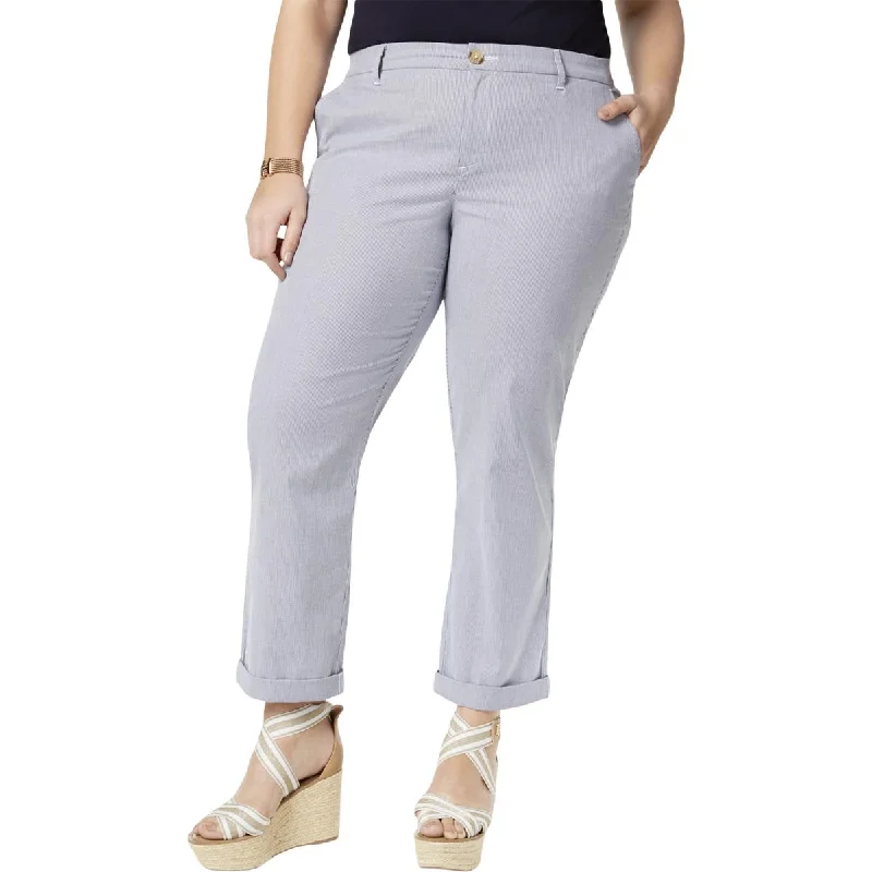 women's high-waisted pantsPlus Hampton Womens Slim Fit Striped Chino Pants