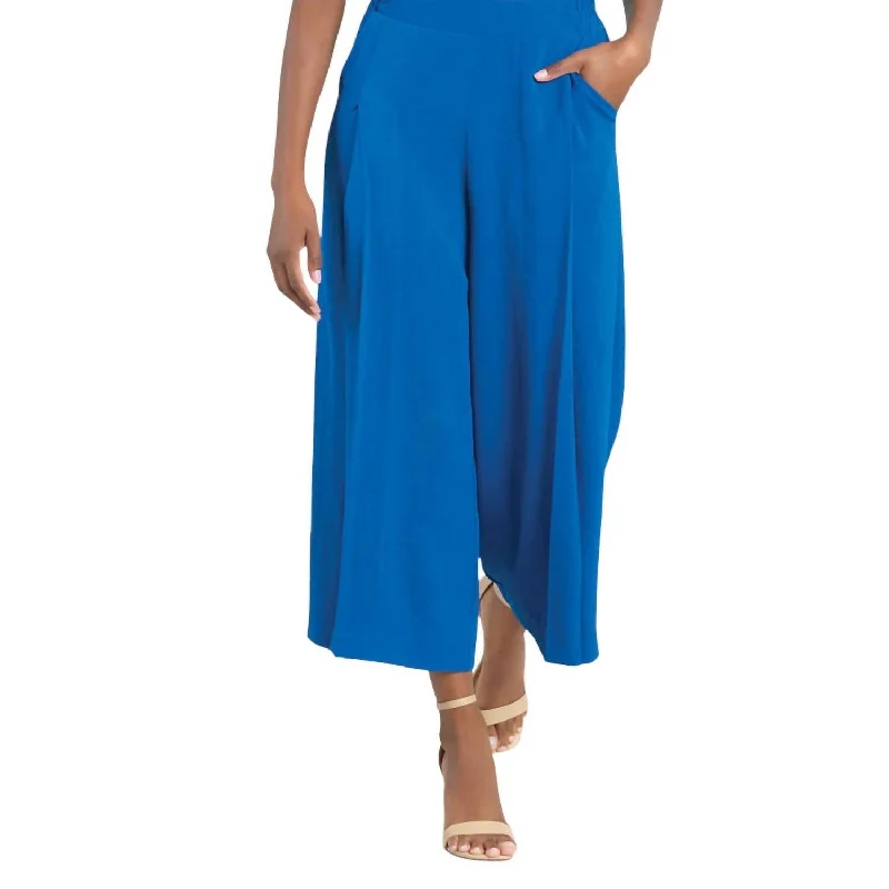 women's jogger pantsSide Pocket Culotte Pants In Cobalt