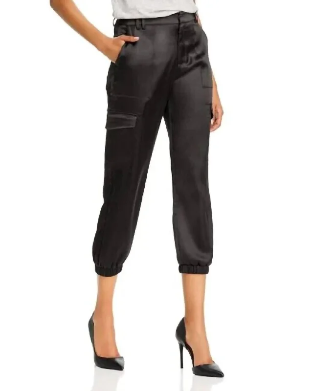 women's satin pantsSatin Jogger Pants In Black