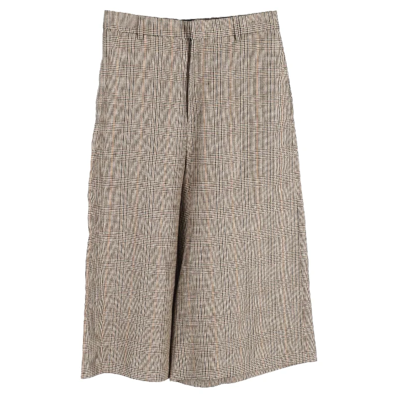 women's striped pantsCeline Plaid High-Rise Culotte Pants in Brown Wool