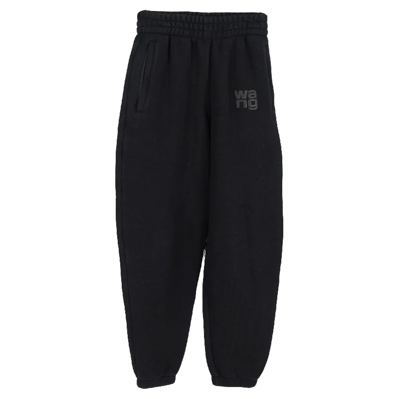 women's summer pantsAlexander Wang Logo Sweat Pants in Black Cotton