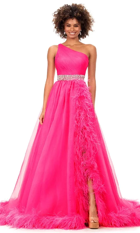 Formal Dress for Humanitarian AwardsAshley Lauren 11309 - Feathered Skirt Ballgown