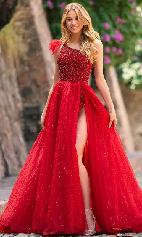 Formal Dress for Theme Park EventsSherri Hill 55278 - Feathered Strap Gown