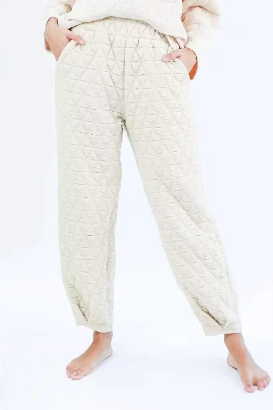 women's velvet pantsQuilted Jogger In Cream