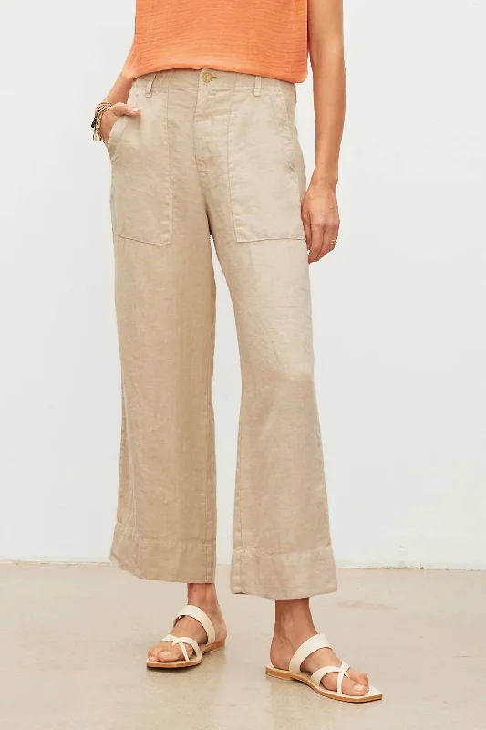 women's insulated pantsDru Heavy Linen Pant In Khaki