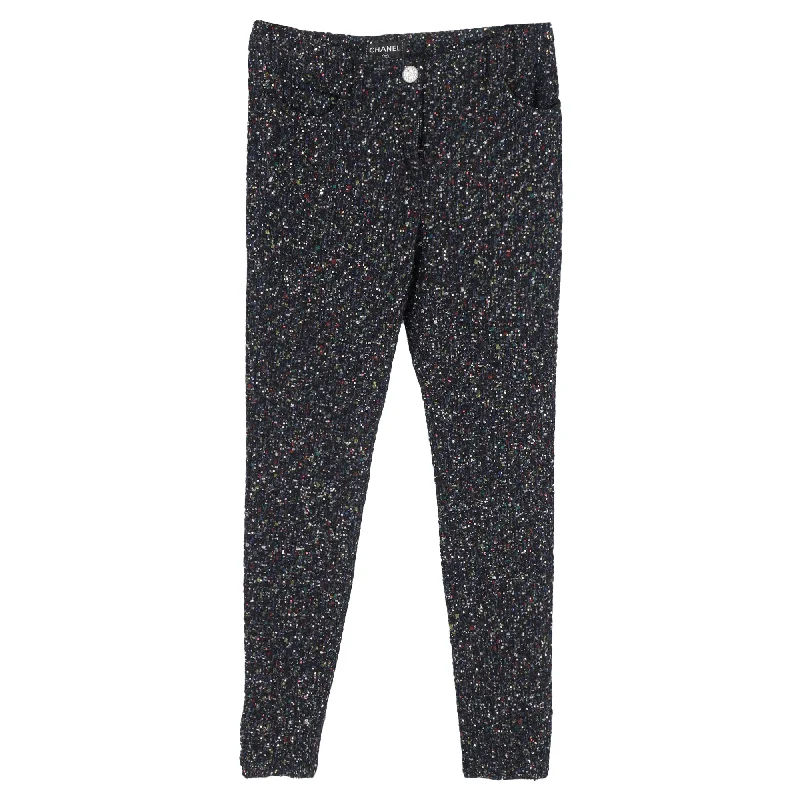 women's relaxed-fit pantsChanel Sequined Straight-Leg Trousers in Multicolor Wool Tweed