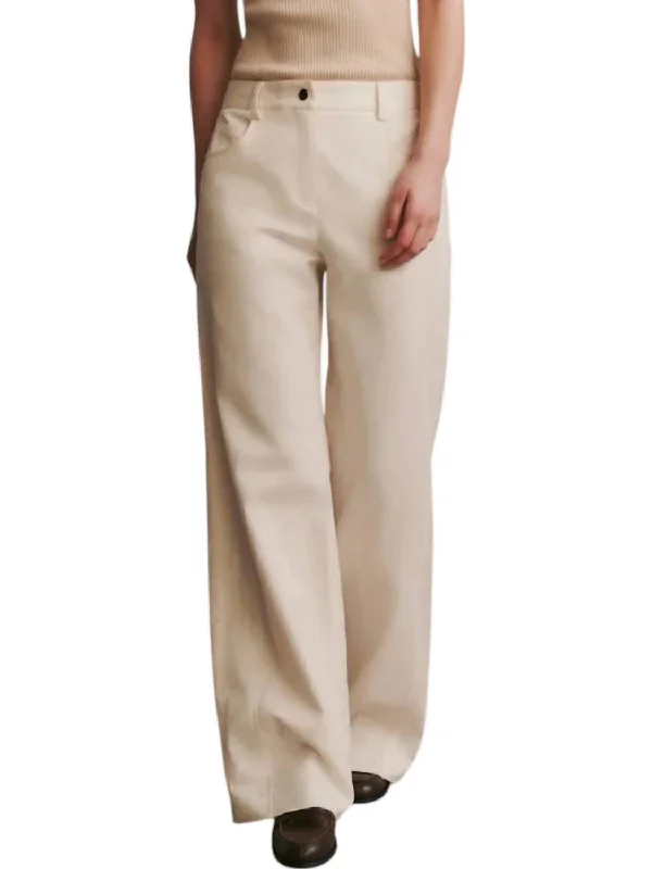 women's chiffon pantsPuddle Cotton Linen Wide Leg Pants In Bone