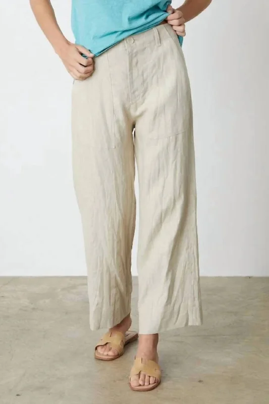 women's adventure pantsDru Heavy Linen Pant In Bisque