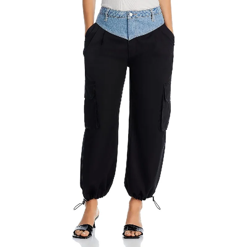 women's plus-size pantsWomens Denim Waist Tie Hem Jogger Pants