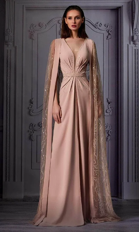 Formal Dress for Semi-Formal EventsMNM COUTURE K3855 - Shoulder Caped Gown