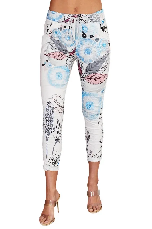 women's leggingsFloral Print Magic Pants In Blue