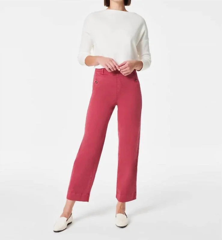 women's wool pantsStretch Twill Cropped Wide Leg Pant In Wild Rose