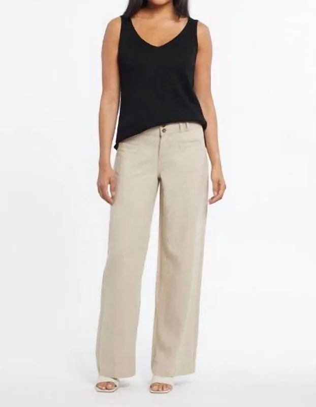 women's embroidered pantsWide Leg Pants In Warm Sand