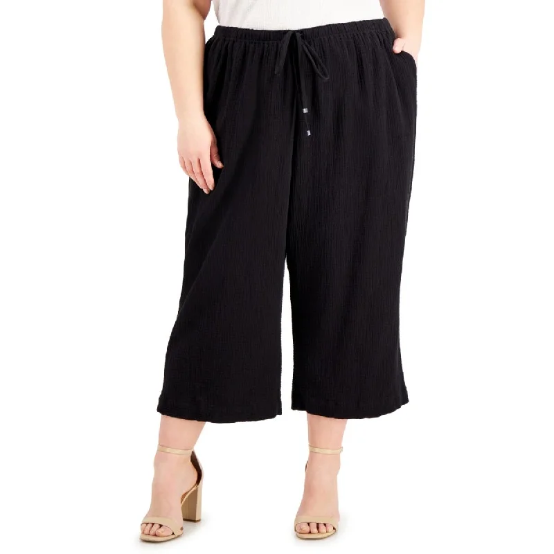 women's sustainable pantsPlus Womens Cotton Pull On Cropped Pants