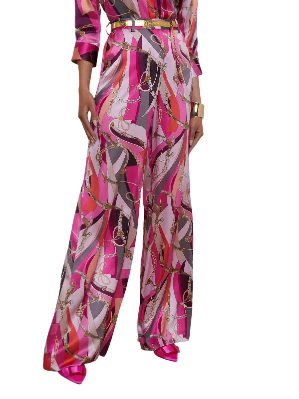 women's distressed denim pantsPilar Wide Leg Pants In Pink Multi Buckle Swirl