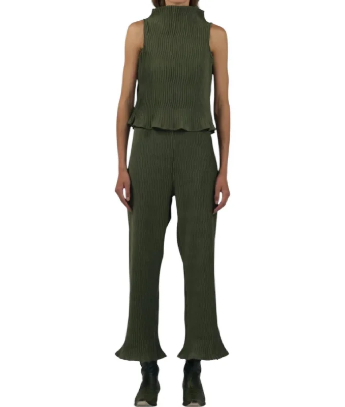 women's spandex pantsSimple Pleat Pants In Moss