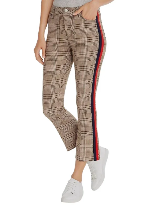 women's spring pantsPlaid Side Stripe Ponte Stretch High Rise Pant In Multicolor