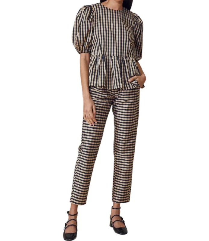 women's workout pantsBridget Pants In Black & Brown Gingham