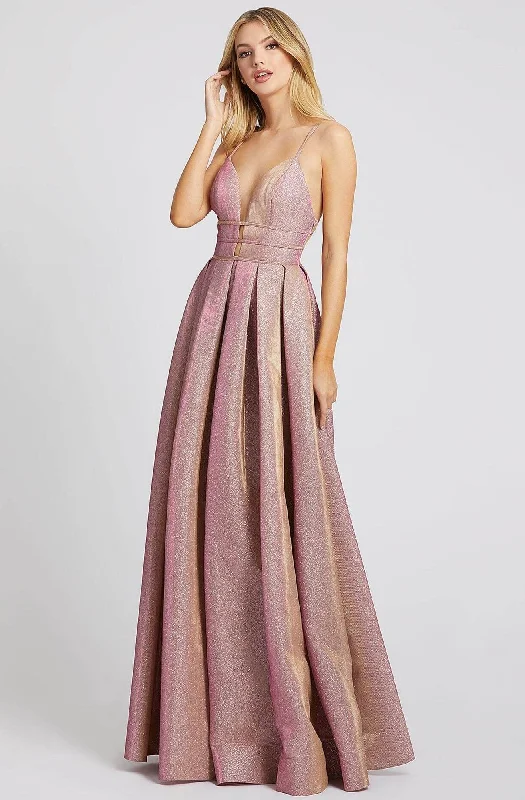 Formal Dress for Theme Park EventsIeena Duggal - Shimmering Sleeveless Plunged V Neck Gown 26148ISC