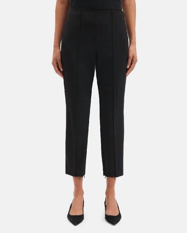 women's velvet pantsTraceable Wool Pintuck Crop Slim Pants In Black