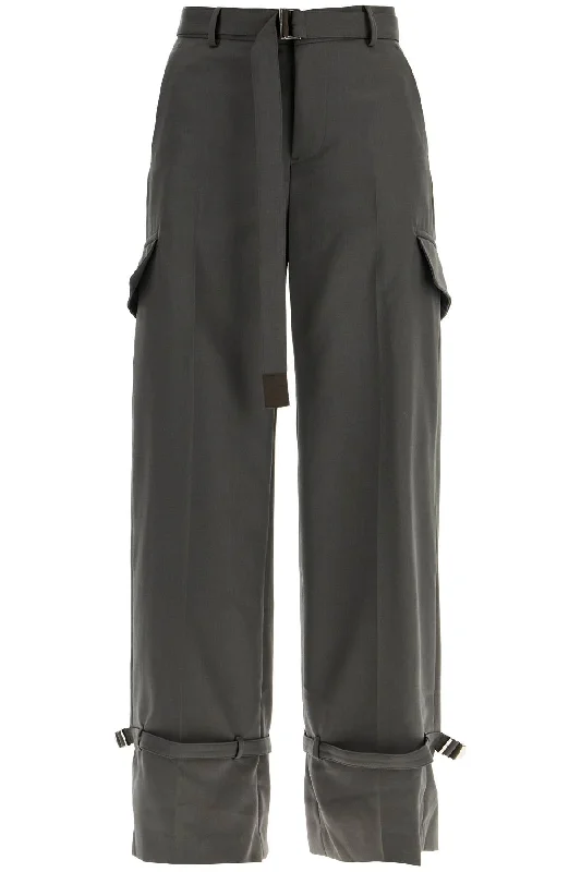 women's high-slung pantsSacai Women's Cargo Wool Blend Trousers For Men.