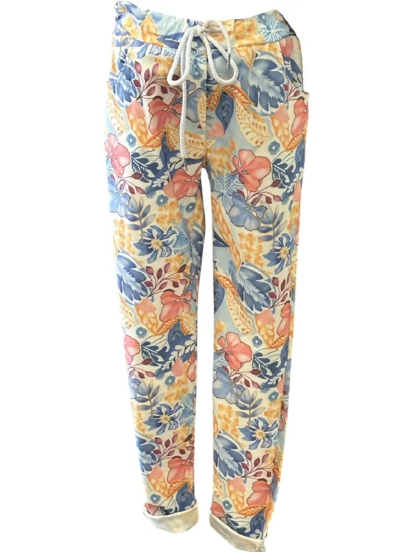 women's polyester pantsWomen's Crinkle Pants In Fall Floral Print