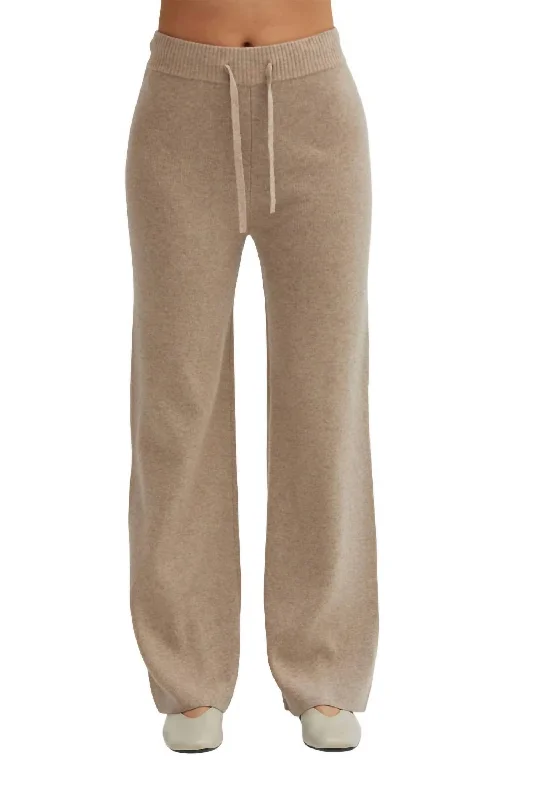 women's checkered pantsMillie Cashmere Blend Lounge Pants In Beige