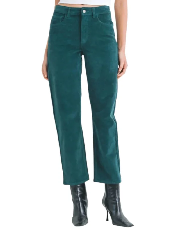 women's vintage pantsStraight Leg Corduroy Pants In Green