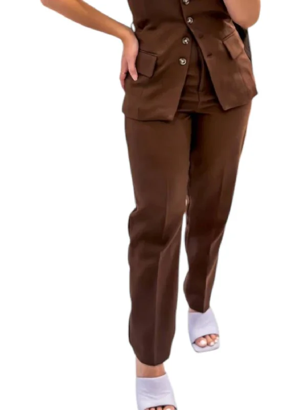 women's spandex pantsGabriel High Rise Trousers In Brown