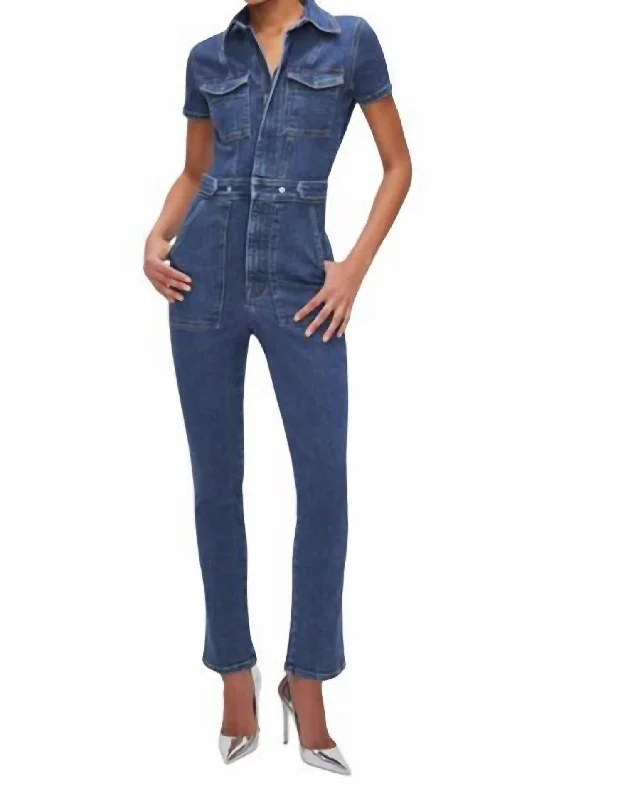 women's high-slung pantsWomen's Fit For Success Denim Jumpsuit In Blue