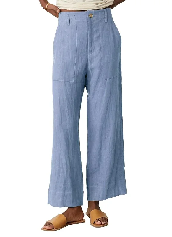 women's capri pantsDru Heavy Linen Pant In Blue Haze