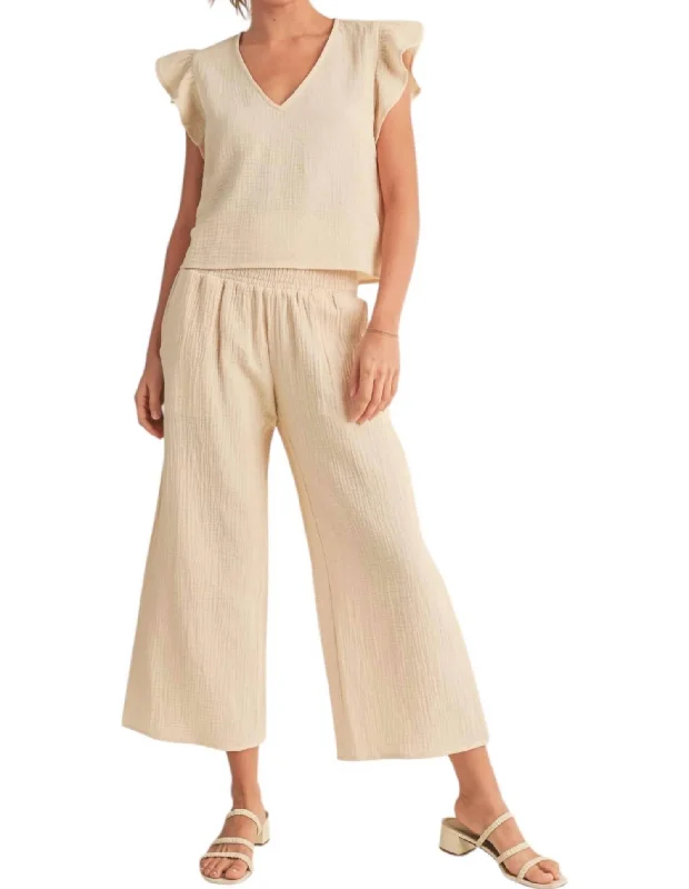 women's striped pantsDouble Gauze Smocked Pants In Ivory