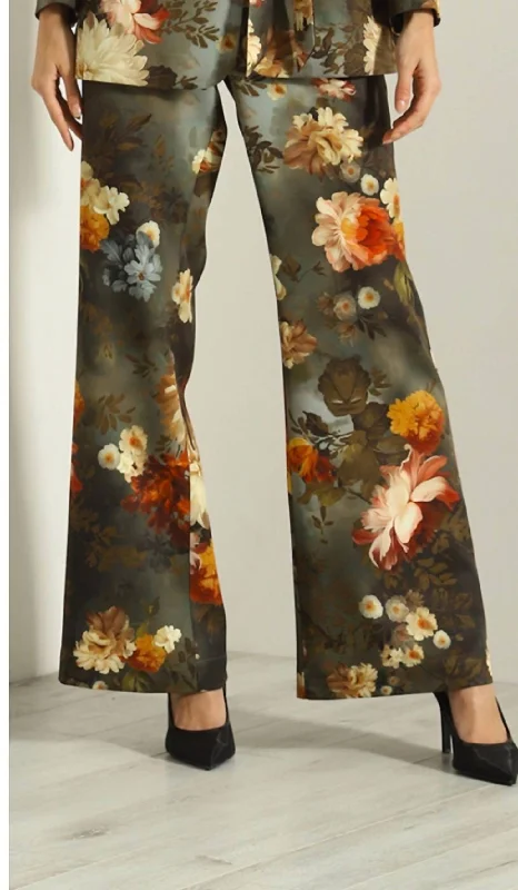 women's straight-leg pantsFloral Pants In Green