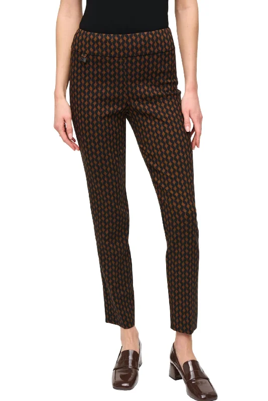 women's winter pantsRetro Slim Fit Trousers In Rust/black