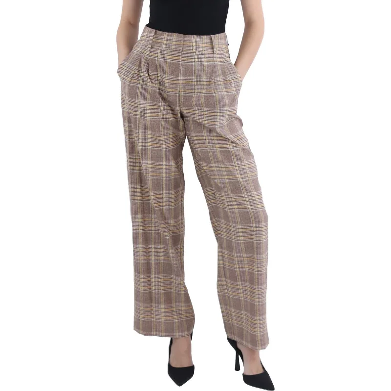 women's leather pantsPlus Womens Plaid High Rise Wide Leg Pants