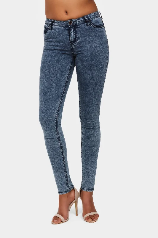 women's denim jeans with elastaneDenim Blue Dark Acid Wash Skinny Jeans