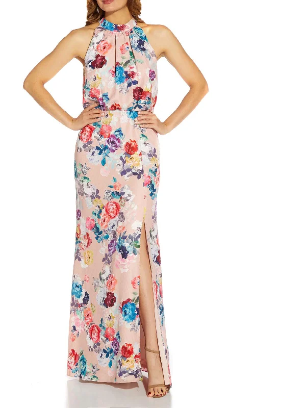 off-the-shoulder party dressesWomens Satin Floral Evening Dress