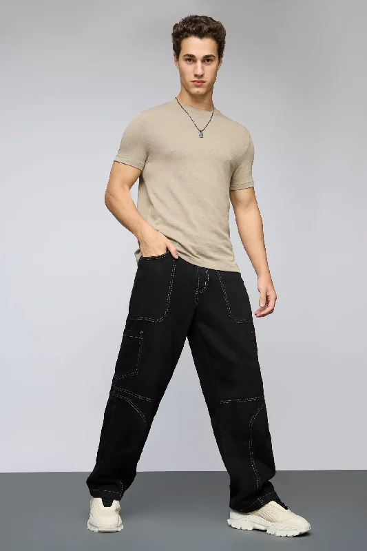 women's denim jeans for pear-shaped bodiesStealth Stitch Black Men's Cargo Jeans