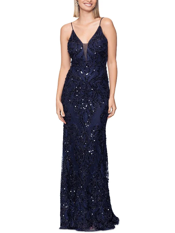 spaghetti-strap party dressesWomens Full Length Sequined Evening Dress