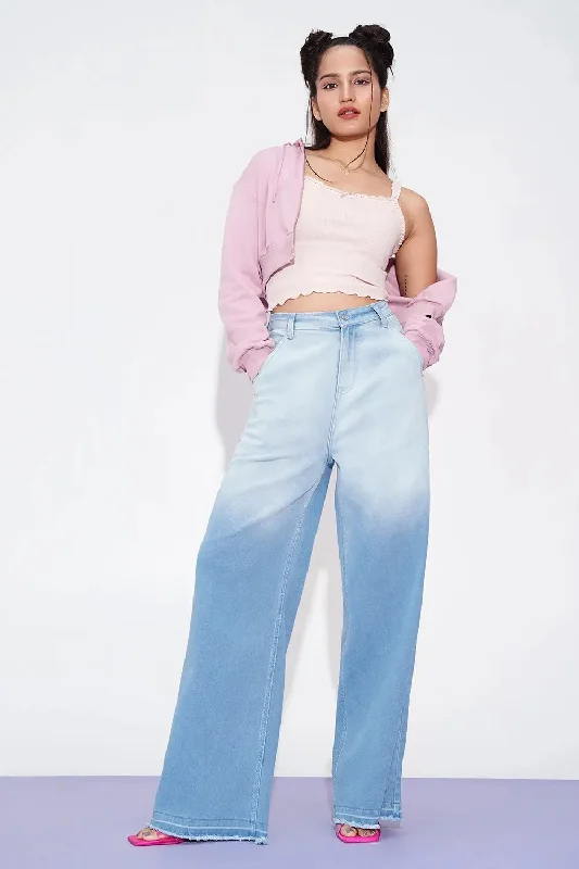 women's low-rise denim jeansOceanic Ombre Wide Leg Jeans