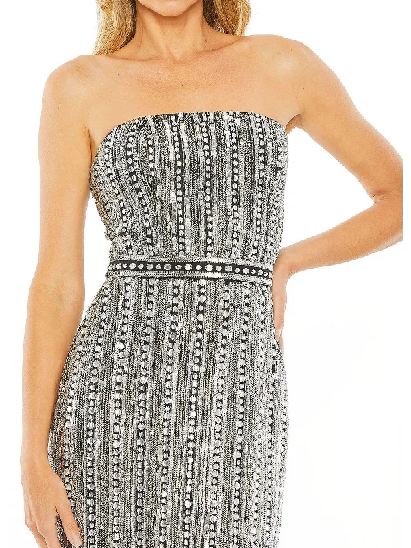 body-skimming party dressesWomens Embellished Strapless Cocktail And Party Dress