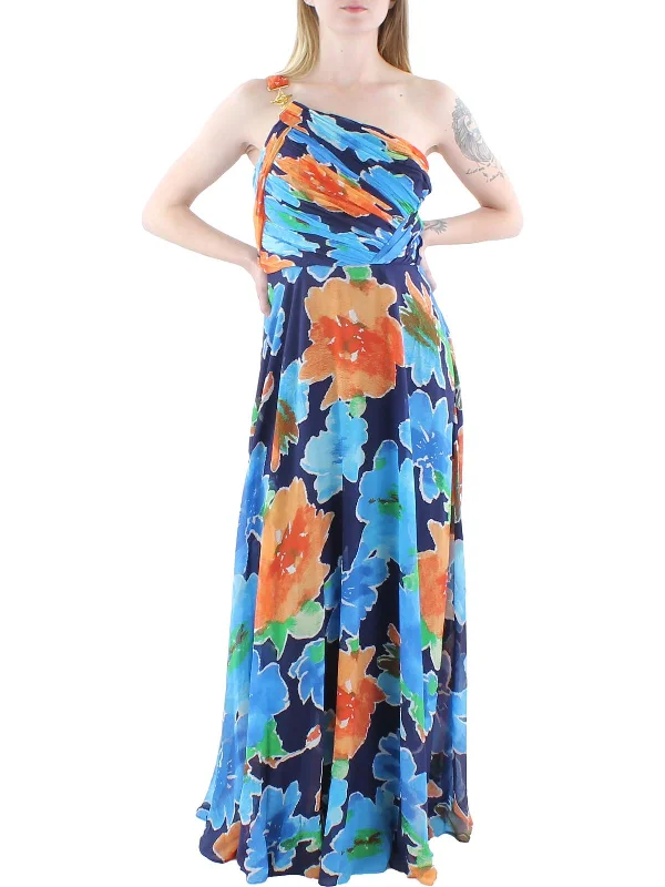 high-low party dressesZurinda Womens Chiffon Floral Print Evening Dress