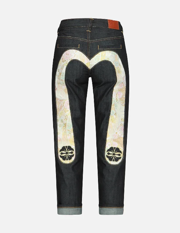 women's denim jeans for a timeless classic lookBrocade Inserted Daicock and Kamon Relax Fit Jeans